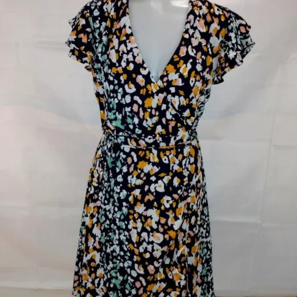 Blue Rain: Wrap dress with cap sleeve. Blue Rain: Wrap dress with cap sleeve.